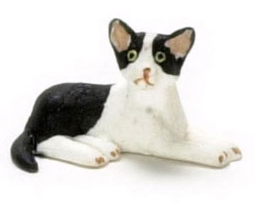 Dollhouse Miniature Black And White Kitten